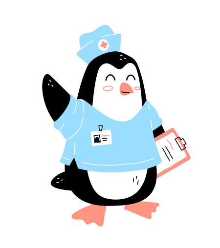 image of hardwording nurse as penguin